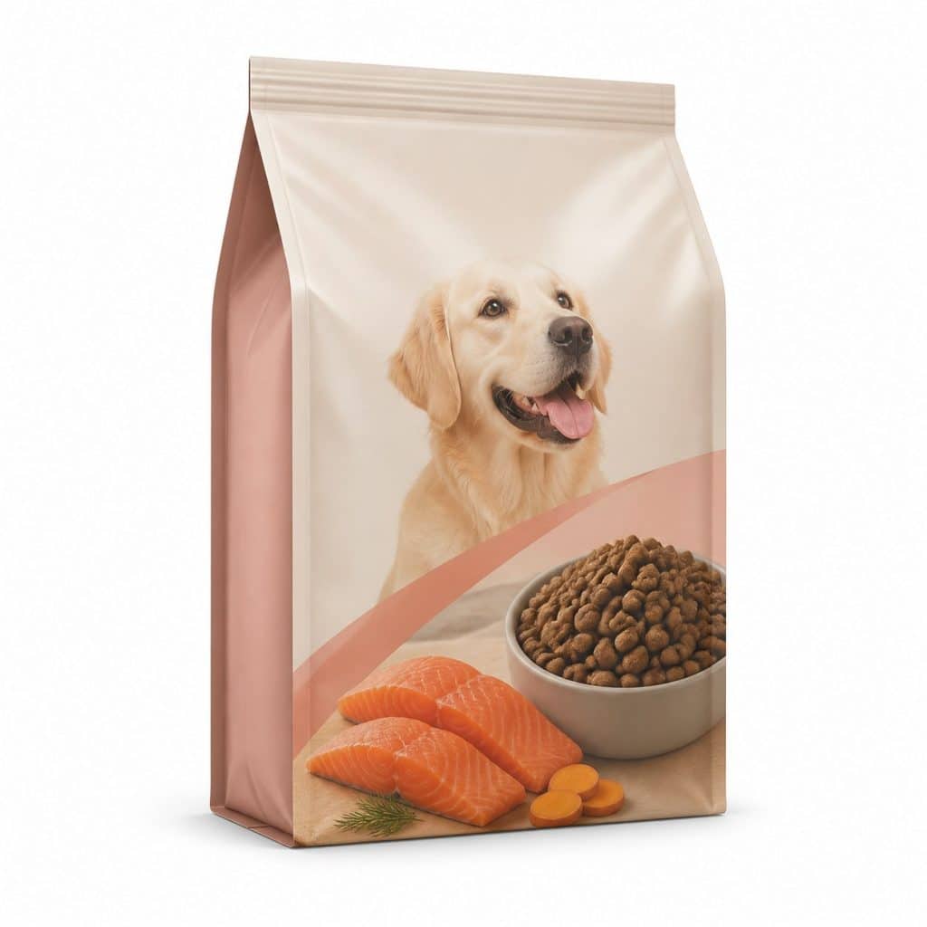 Croquettes chien au saumon présenté seul